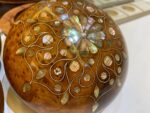 Round Thuya Wood Jewelry Box – Handmade Moroccan Wooden Box - Image 3