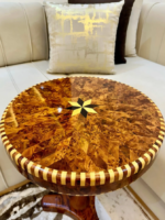 Round Wooden Coffee Table - Handmade Moroccan Inlay Table - Image 5