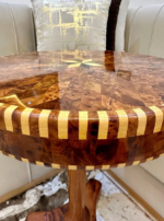 Round Wooden Coffee Table - Handmade Moroccan Inlay Table - Image 6