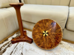 Round Wooden Coffee Table - Handmade Moroccan Inlay Table - Image 3