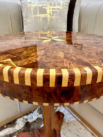 Round Wooden Coffee Table - Handmade Moroccan Inlay Table - Image 2
